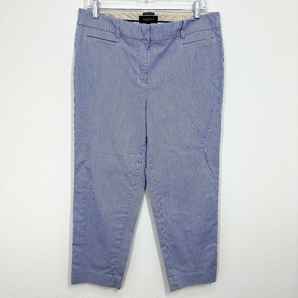 Talbots The Perfect Crop Size 10 Blue White Micro Striped Classic Pants Career - Picture 1 of 6